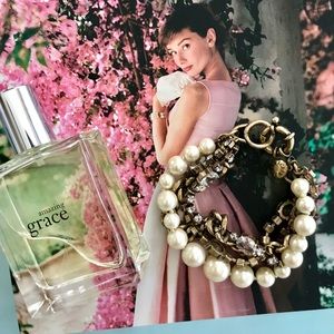 Brass tone Pearl and Rhinestone Bracelet